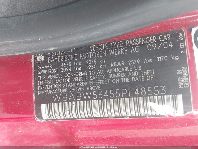 Продаж на аукціоні авто 2005 Bmw 330ci, vin: WBABW53455PL48553, номер лоту: 45195916