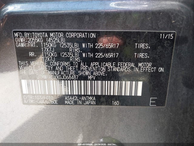 Toyota Rav4 Xle 2016 JTMWFREVXGJ068487 Image 9