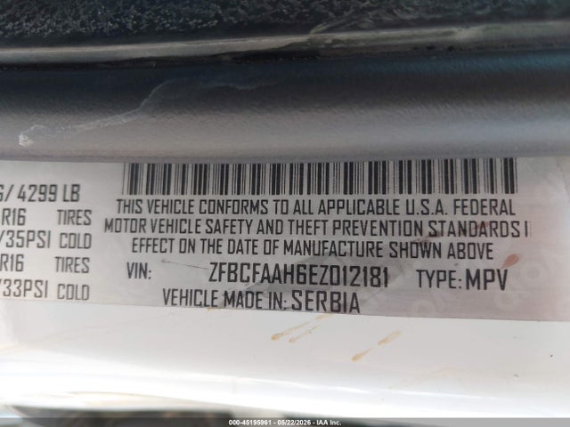 Продажа на аукционе авто 2014 Fiat 500l Pop, vin: ZFBCFAAH6EZ012181, номер лота: 45195961