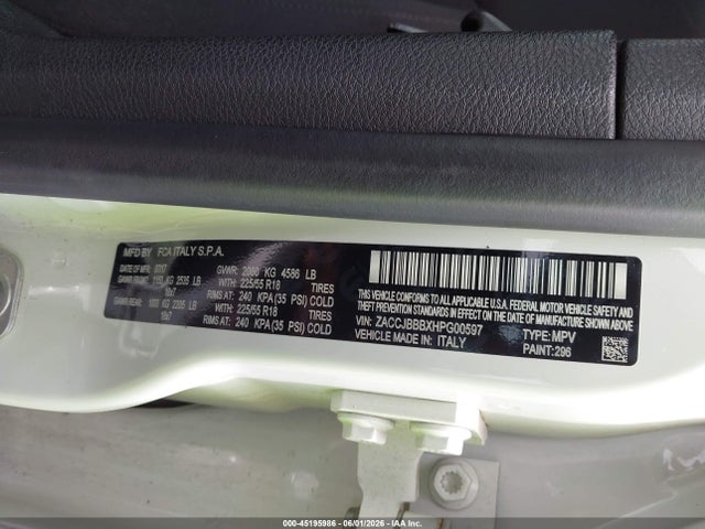 Aukcja sprzedaży 2017 Jeep Renegade Altitude 4x4, vin: ZACCJBBBXHPG00597, numer aukcji: 45195986