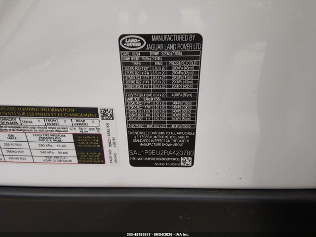 SAL1P9EU2RA420780 Land Rover Range Rover Sport Se