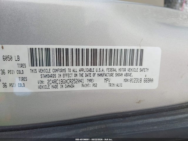 Продажа на аукционе авто 2012 Chrysler Town & Country Touring, vin: 2C4RC1BGXCR252041, номер лота: 45196001