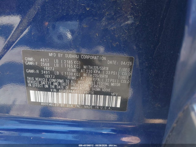 Subaru Crosstrek Limited 2025 4S4GUHM60S3745716 Image 9