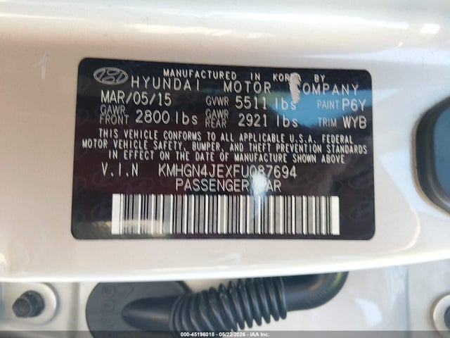 Продажа на аукционе авто 2015 Hyundai Genesis 3.8, vin: KMHGN4JEXFU087694, номер лота: 45196018