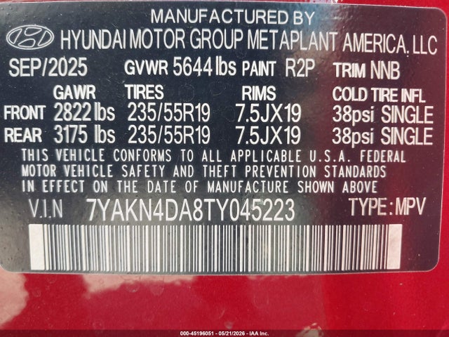 7YAKN4DA8TY045223 Hyundai Ioniq 5 Sel