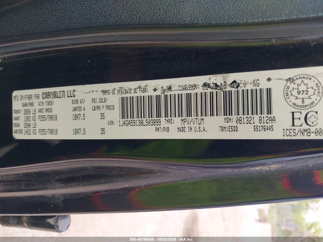 Продажа на аукционе авто 2008 Jeep Wrangler Unlimited Sahara, vin: 1J4GA59138L503899, номер лота: 45196059