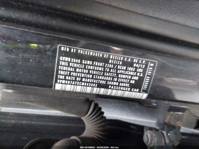 Продаж на аукціоні авто 2012 Volkswagen Beetle 2.0t Turbo, vin: 3VW467ATXCM643682, номер лоту: 45196082