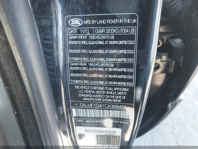 Продаж на аукціоні авто 2012 Land Rover Range Rover Hse, vin: SALMF1D41CA368455, номер лоту: 45196119