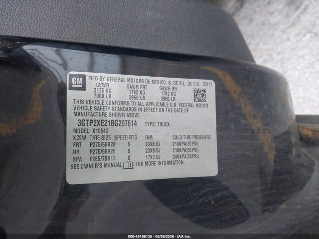 Продажа на аукционе авто 2011 Gmc Sierra 1500 Denali, vin: 3GTP2XE21BG297614, номер лота: 45196135