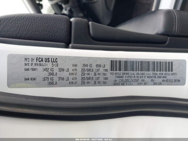 1C4RJEBG6JC412547 Jeep Grand Cherokee Limited 4x2
