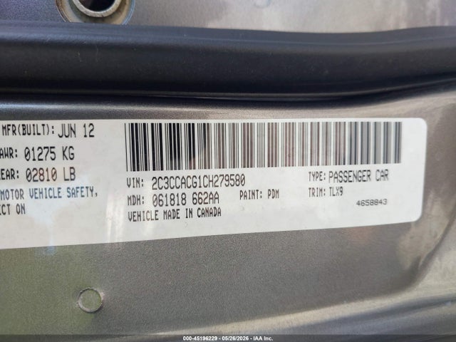Продаж на аукціоні авто 2012 Chrysler 300 Limited, vin: 2C3CCACG1CH279580, номер лоту: 45196229