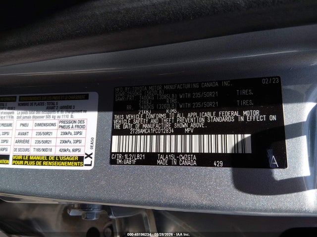 Aukcja sprzedaży 2023 Lexus Rx 350 Premium Plus, vin: 2T2BAMCA1PC012834, numer aukcji: 45196234