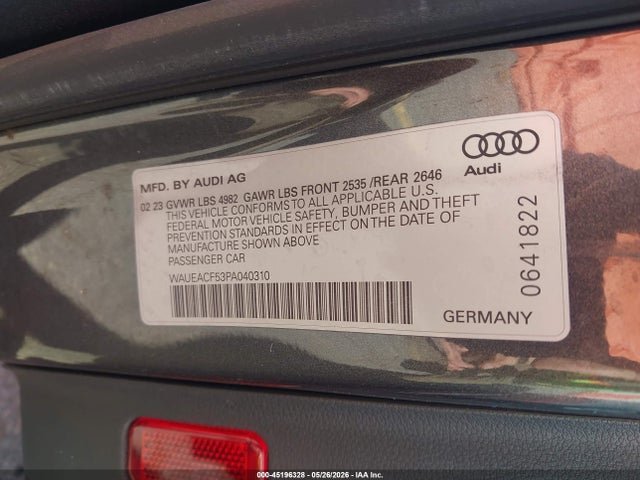 WAUEACF53PA040310 Audi A5 Sportback Prestige 45 Tfsi S Line Quattro S Tronic