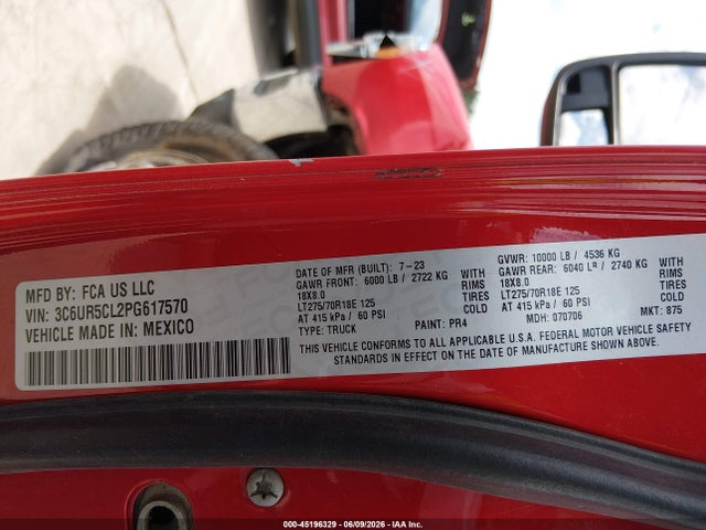 Продажа на аукционе авто 2023 Ram 2500 Tradesman  4x4 6'4 Box, vin: 3C6UR5CL2PG617570, номер лота: 45196329