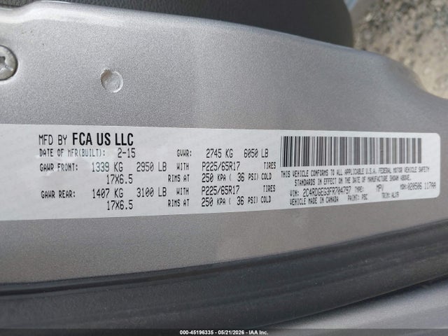 Продаж на аукціоні авто 2015 Dodge Grand Caravan R/t, vin: 2C4RDGEG3FR704797, номер лоту: 45196335