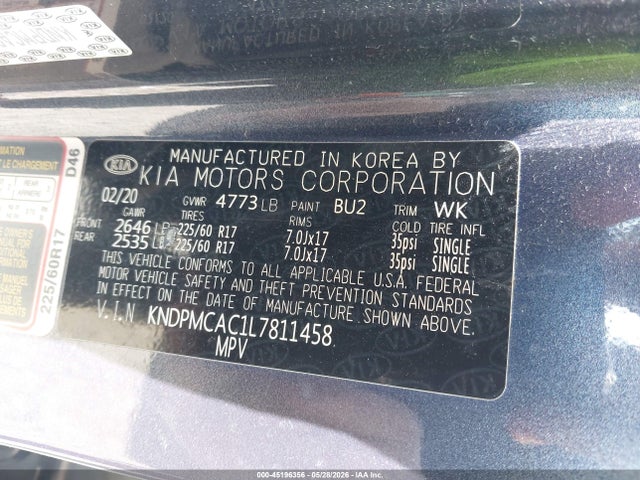 Aukcja sprzedaży 2020 Kia Sportage Lx, vin: KNDPMCAC1L7811458, numer aukcji: 45196356