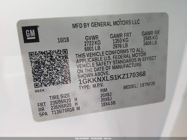 Aukcja sprzedaży 2019 Gmc Acadia Denali, vin: 1GKKNXLS1KZ170368, numer aukcji: 45196397