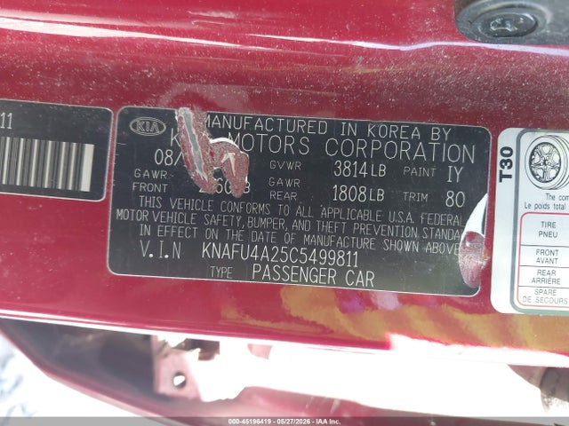 Aukcja sprzedaży 2012 Kia Forte Ex, vin: KNAFU4A25C5499811, numer aukcji: 45196419