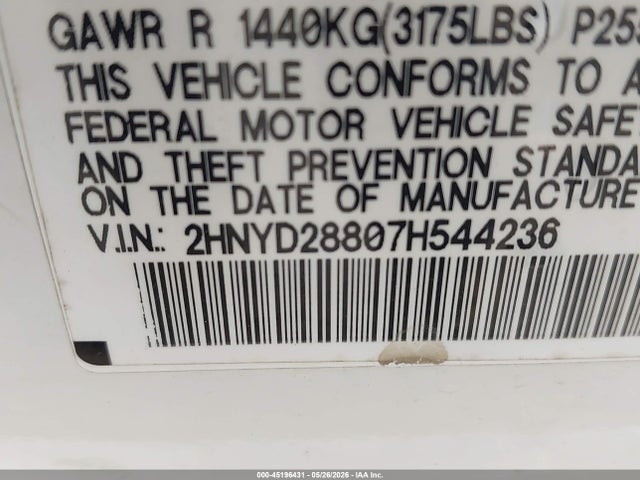 Aukcja sprzedaży 2007 Acura Mdx Sport Package, vin: 2HNYD28807H544236, numer aukcji: 45196431