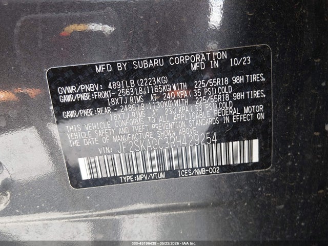 Subaru Forester Sport 2024 JF2SKAGC3RH429254 Image 9