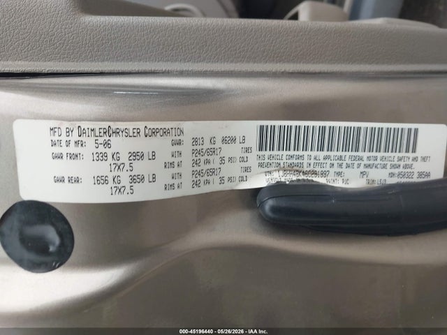 45196440 :رقم المزاد ، 1J8HH48K46C291997 vin ، 2006 Jeep Commander مزاد بيع