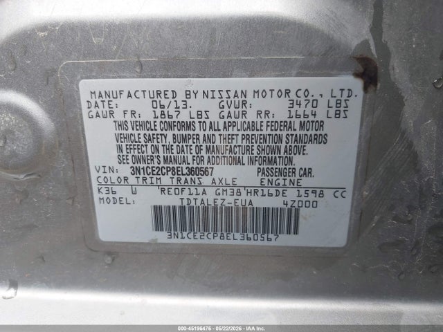 Aukcja sprzedaży 2014 Nissan Versa Note Sv, vin: 3N1CE2CP8EL360567, numer aukcji: 45196476