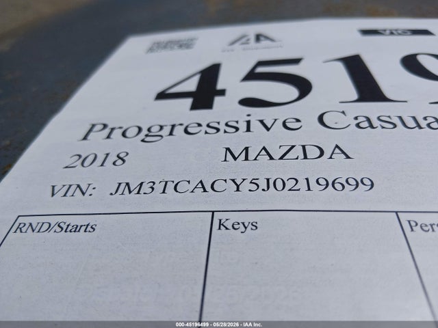 2018 Mazda Cx-9 Touring მანქანა იყიდება აუქციონზე, vin: JM3TCACY5J0219699, აუქციონის ნომერი: 45196499