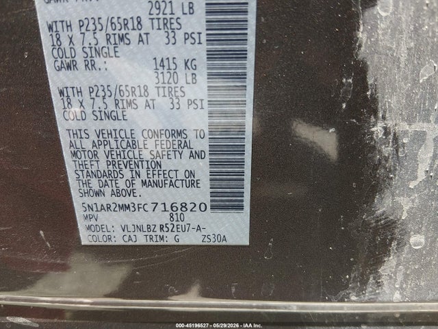 Nissan Pathfinder S 2015 5N1AR2MM3FC716820 Image 9