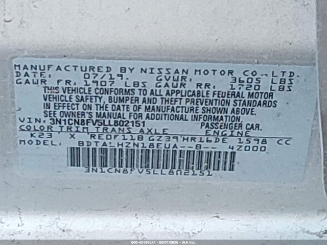 Nissan Versa Sr Xtronic Cvt 2016 3N1CN8FV5LL802151 Image 9