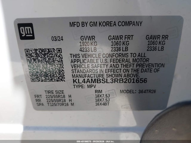 Aukcja sprzedaży 2024 Buick Encore Gx Preferred Fwd, vin: KL4AMBSL3RB201656, numer aukcji: 45196570