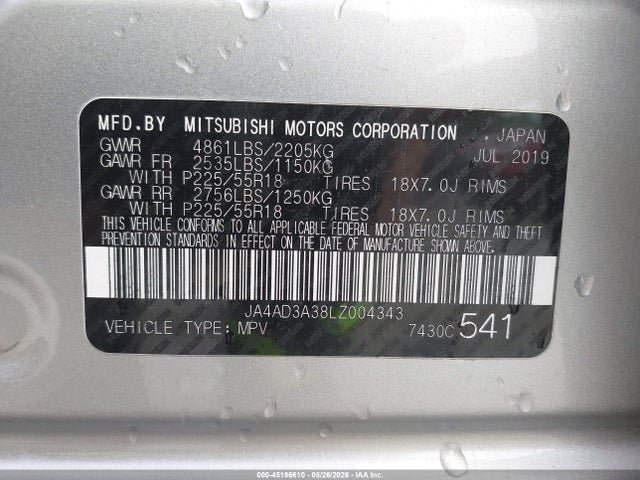 Mitsubishi Outlander Sel 2.4 2020 JA4AD3A38LZ004343 Image 9