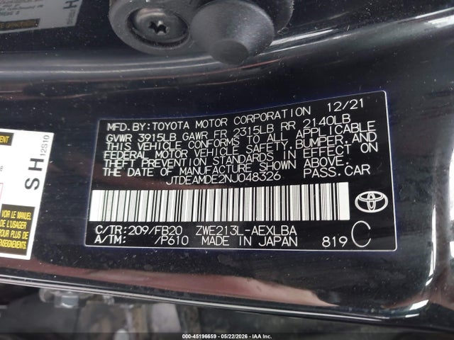 Toyota Corolla Hybrid Le 2022 JTDEAMDE2NJ048326 Image 9