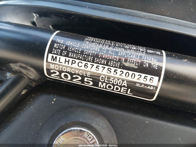 Продажа на аукционе авто 2025 Honda Cl500 A, vin: MLHPC6757S5200256, номер лота: 45196692