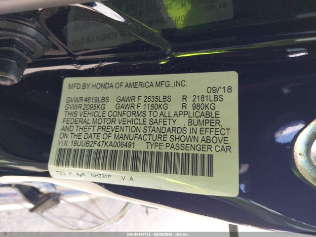 Продаж на аукціоні авто 2019 Acura Tlx Tech Pkg, vin: 19UUB2F47KA006491, номер лоту: 45196724