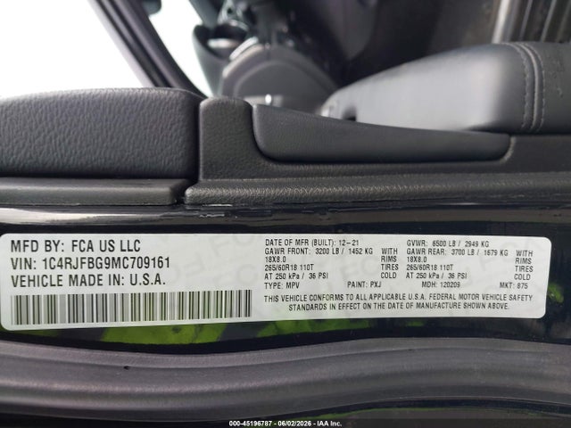 1C4RJFBG9MC709161 Jeep Grand Cherokee Limited 4x4