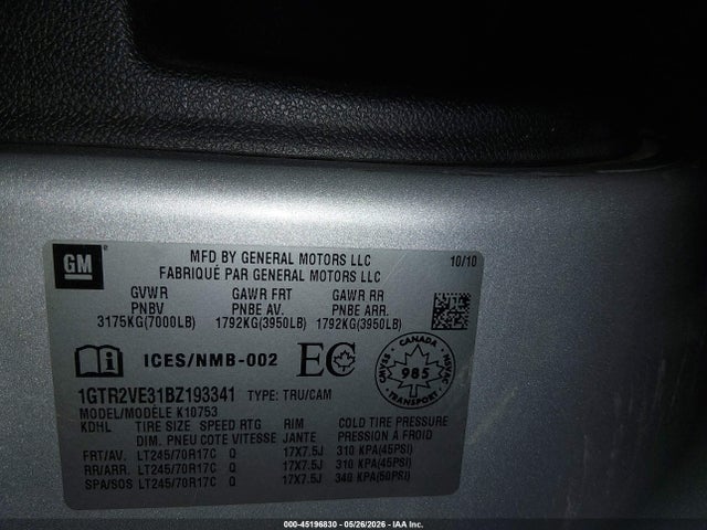 Aukcja sprzedaży 2011 Gmc Sierra 1500 Sle, vin: 1GTR2VE31BZ193341, numer aukcji: 45196830