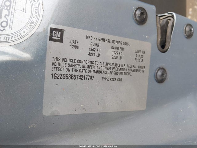Продажа на аукционе авто 2007 Pontiac G6, vin: 1G2ZG58B574217797, номер лота: 45196839