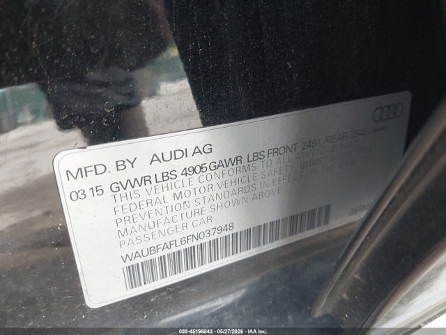 Aukcja sprzedaży 2015 Audi A4 2.0t Premium, vin: WAUBFAFL6FN037948, numer aukcji: 45196843