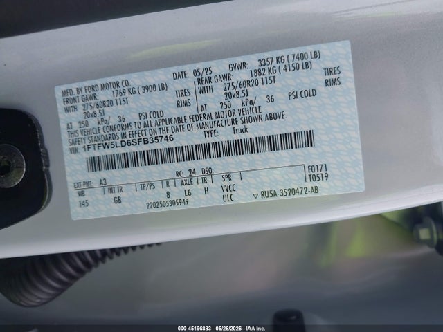 Ford F-150 Lariat 2025 1FTFW5LD6SFB35746 Image 9