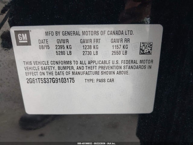 Aukcja sprzedaży 2016 Cadillac Xts Platinum, vin: 2G61T5S37G9103175, numer aukcji: 45196932