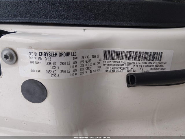 2010 Jeep Grand Cherokee Laredo მანქანა იყიდება აუქციონზე, vin: 1J4PR4GK7AC160731, აუქციონის ნომერი: 45196968