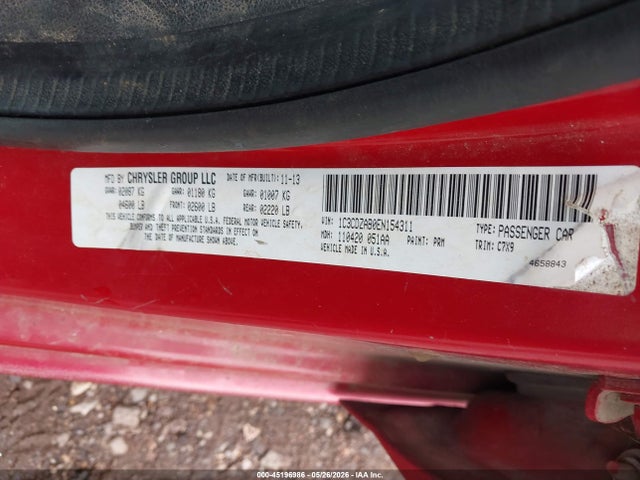 Aukcja sprzedaży 2014 Dodge Avenger Se, vin: 1C3CDZAB0EN154311, numer aukcji: 45196986