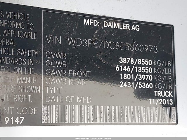 2014 Mercedes-benz Sprinter 2500 Normal Roof მანქანა იყიდება აუქციონზე, vin: WD3PE7DC8E5860973, აუქციონის ნომერი: 45196997