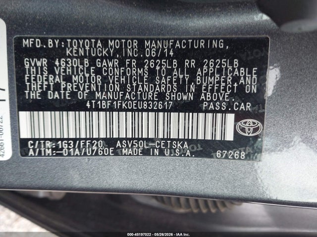 Продаж на аукціоні авто 2014 Toyota Camry Se, vin: 4T1BF1FK0EU832617, номер лоту: 45197022