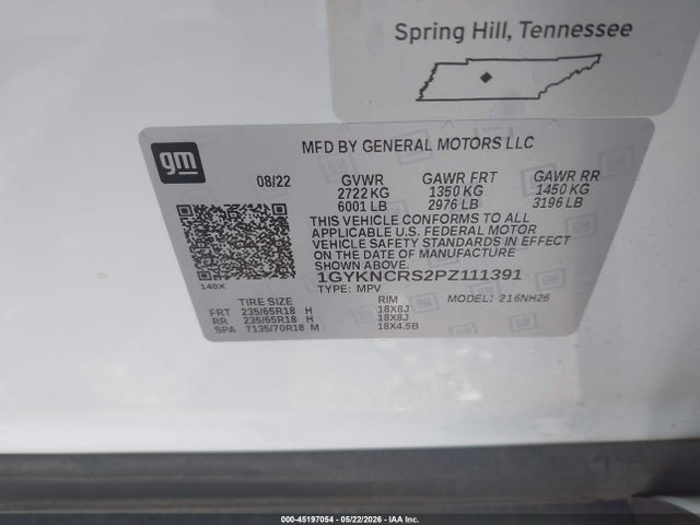 2023 Cadillac Xt5 Fwd Premium Luxury მანქანა იყიდება აუქციონზე, vin: 1GYKNCRS2PZ111391, აუქციონის ნომერი: 45197054