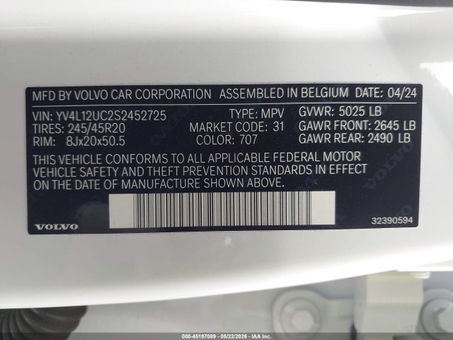 Volvo Xc40 B5 Plus Dark Theme 2025 YV4L12UC2S2452725 Image 9