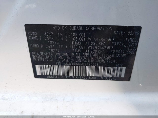 Продажа на аукционе авто 2025 Subaru Crosstrek Limited, vin: 4S4GUHN65S3730028, номер лота: 45197120