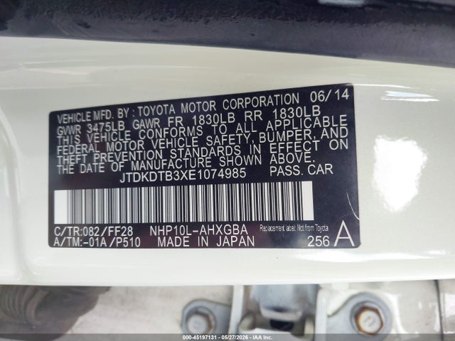 Toyota Prius C Three 2014 JTDKDTB3XE1074985 Image 9