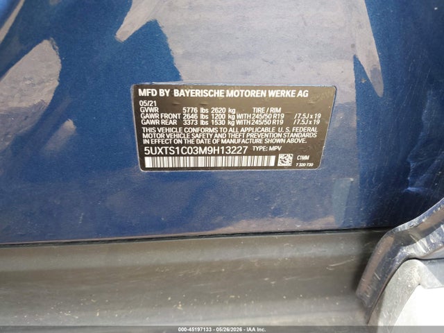 Aukcja sprzedaży 2021 Bmw X3 Phev Xdrive30e, vin: 5UXTS1C03M9H13227, numer aukcji: 45197133