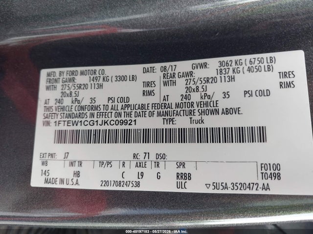 Ford F-150 Lariat 2018 1FTEW1CG1JKC09921 Image 9